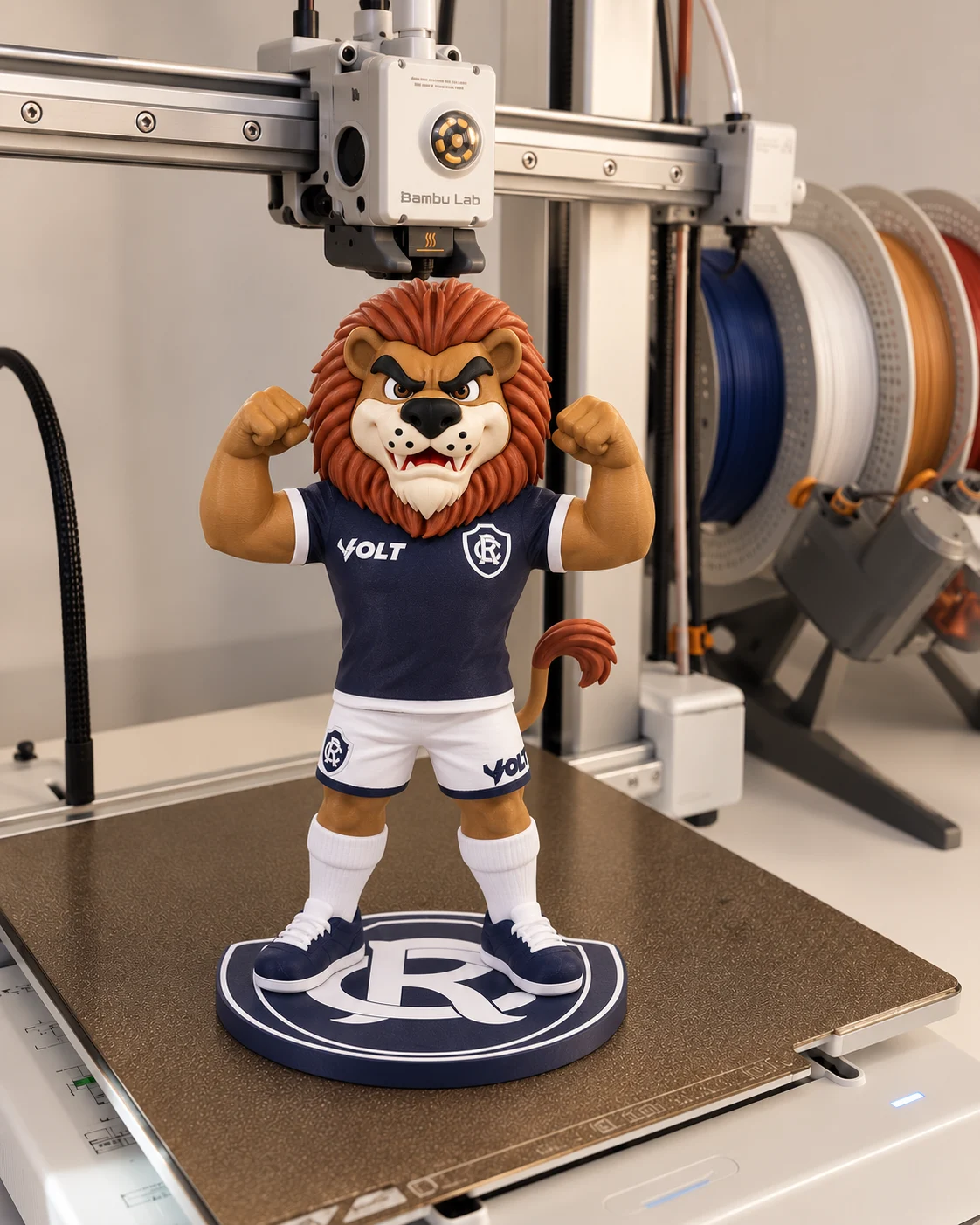 Malino do Remo com a base em escudo na impressora 3D